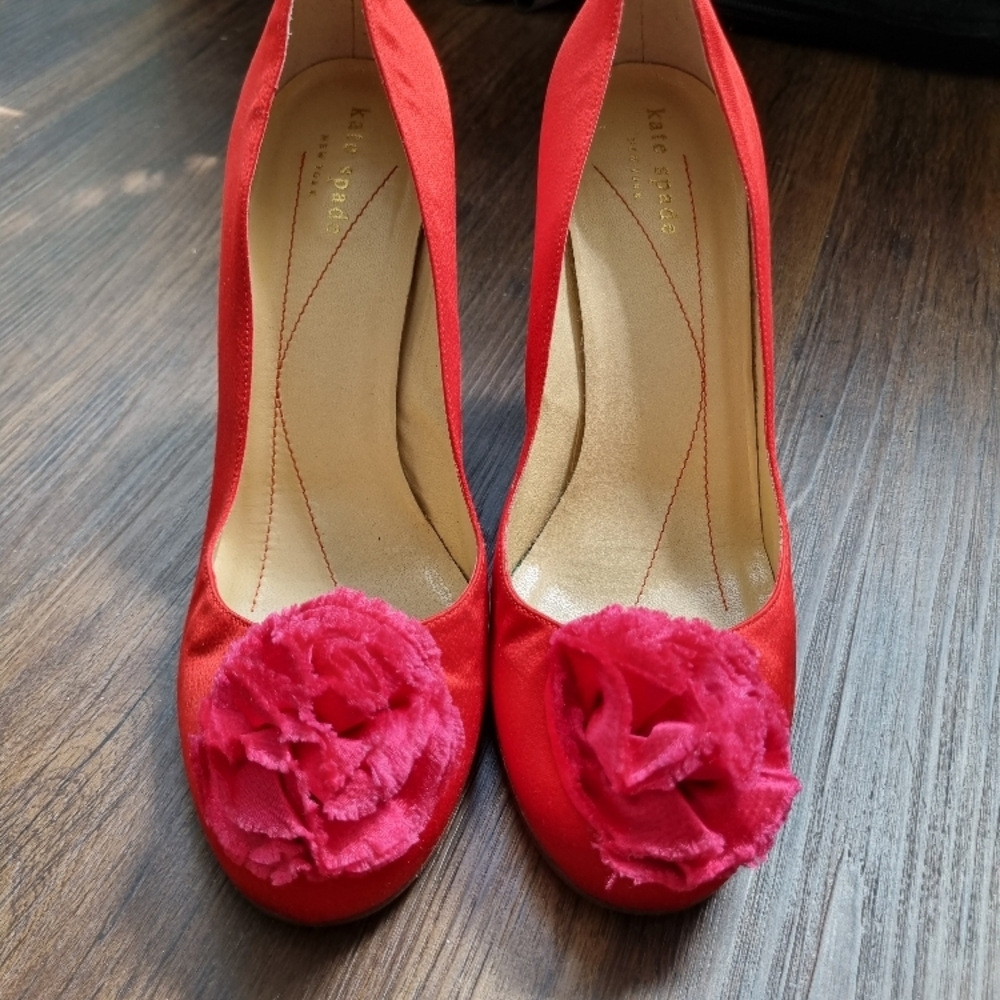 Kate Spade Red Women's Shoes with Floral Accent